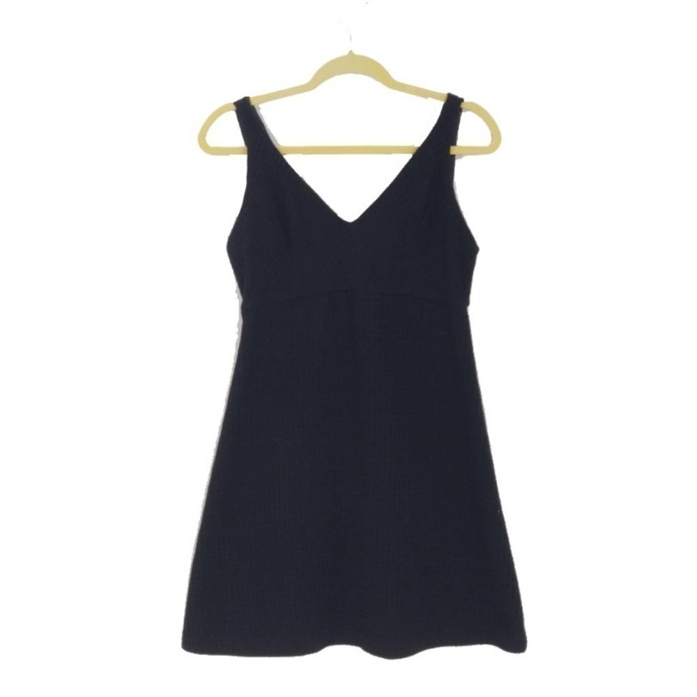 Armani Exchange Woven Waffle Knit V-Neck Fit & Flare Mini Dress Black Size 6